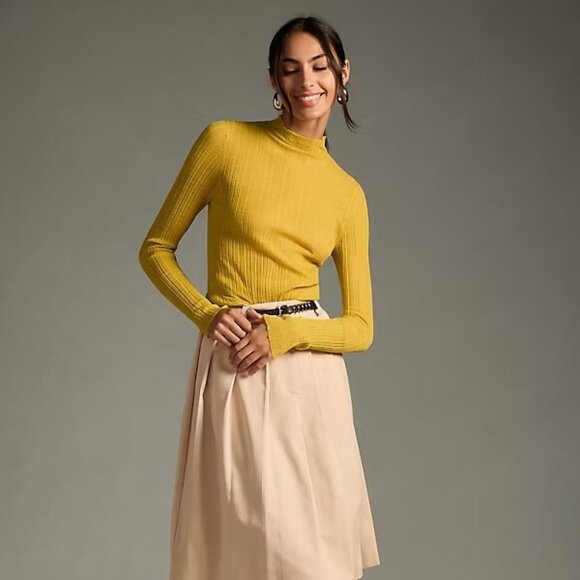 by Anthropologie Sheer Mock-Neck Long-Sleeve Sweater XS new with tag nwt - Picture 2 of 6